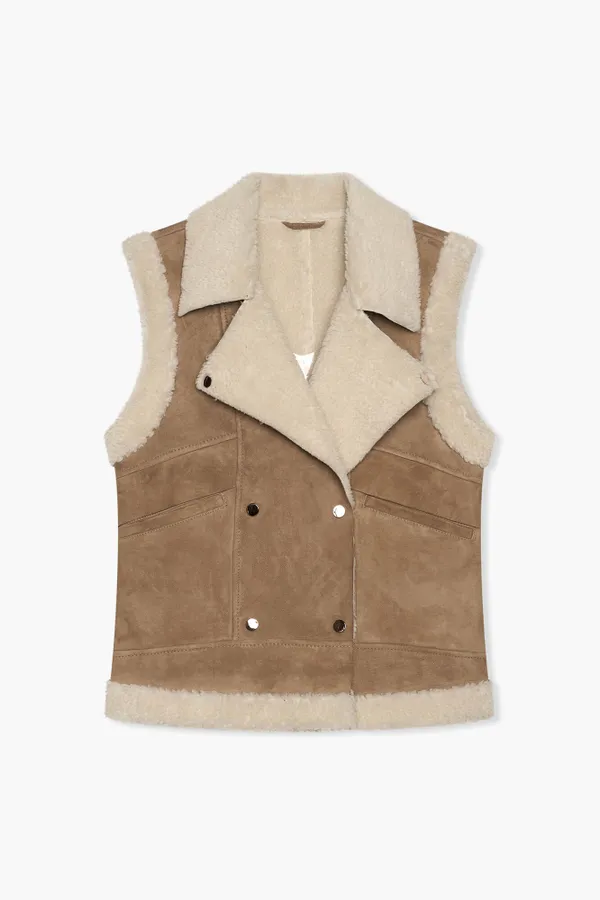 Lammy Dames Vest Suede Nick Cognac
