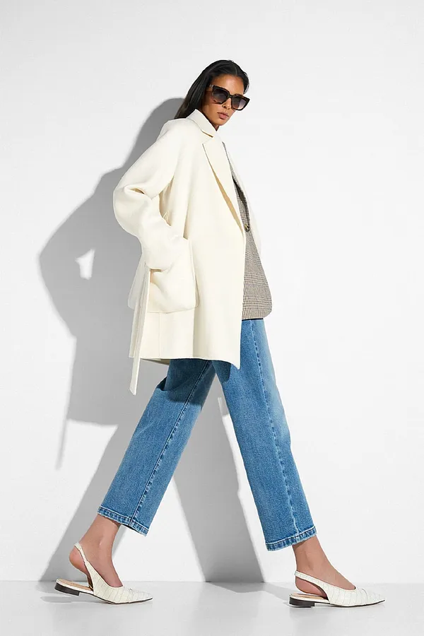 Damenjacke aus Kaschmir, Double-Face, Calvin, Off-White