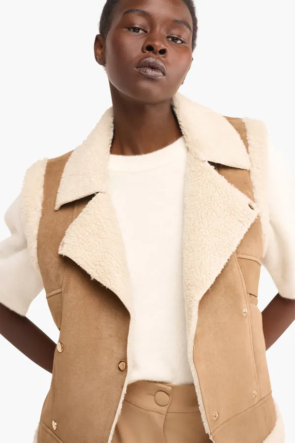 Lammy Dames Vest Suede Nick Cognac