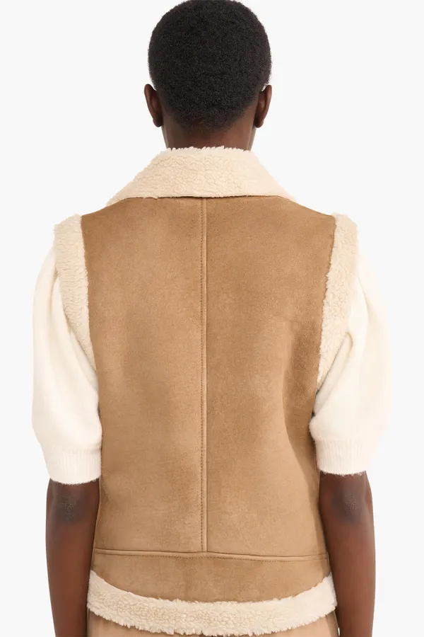 Lammy Dames Vest Suede Nick Cognac
