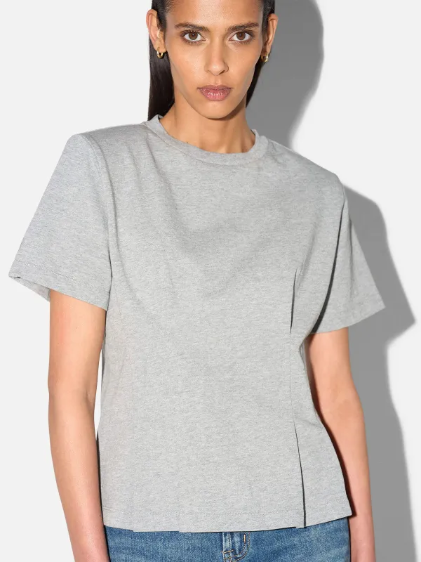 Grijs Katoenen Dames Shirt Plooien Taille Keon