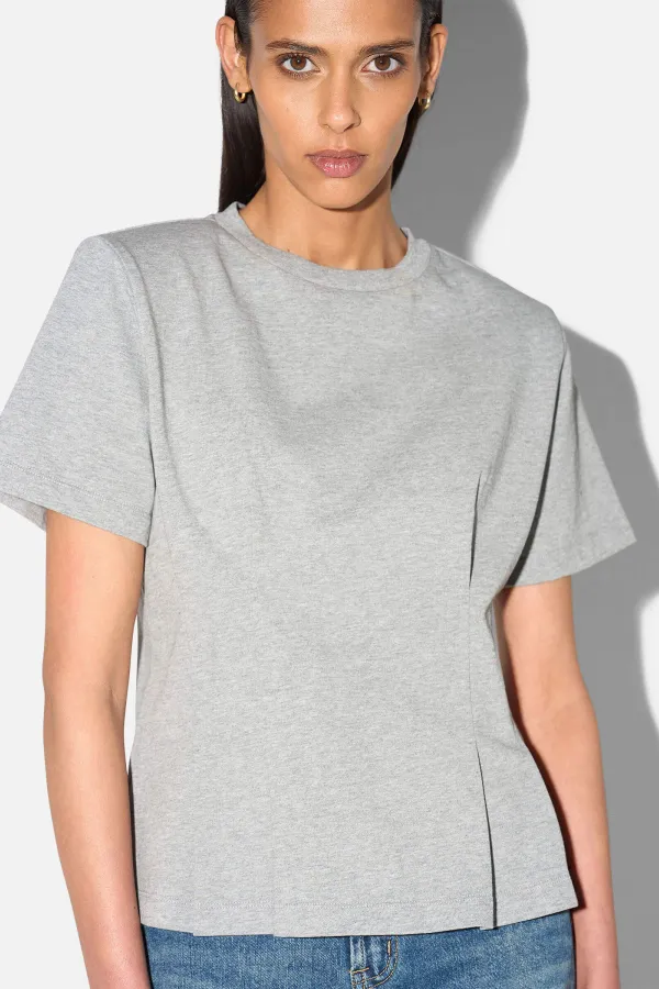 Grijs Katoenen Dames Shirt Plooien Taille Keon