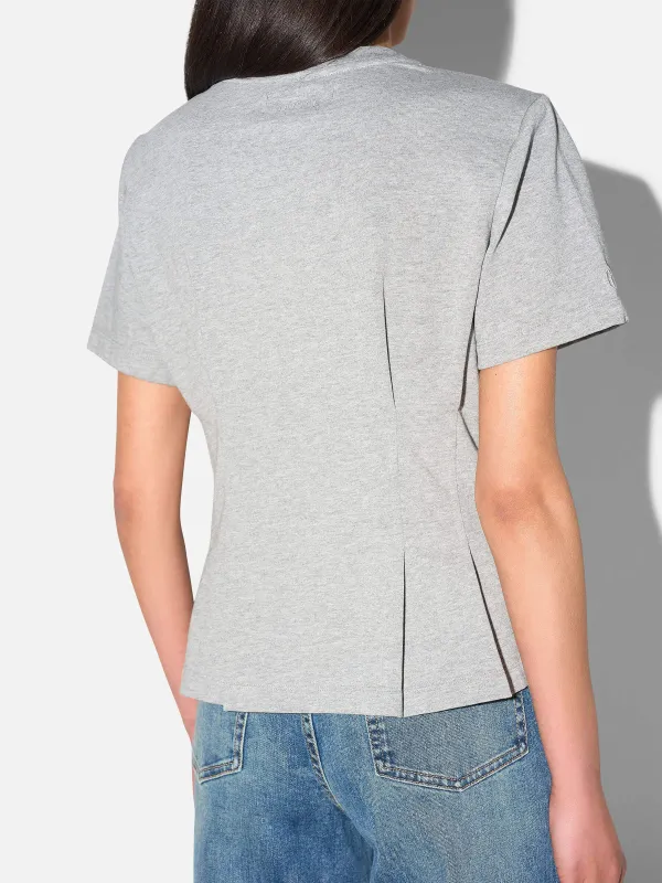 Grijs Katoenen Dames Shirt Plooien Taille Keon