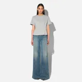 Grijs Katoenen Dames Shirt Plooien Taille Keon