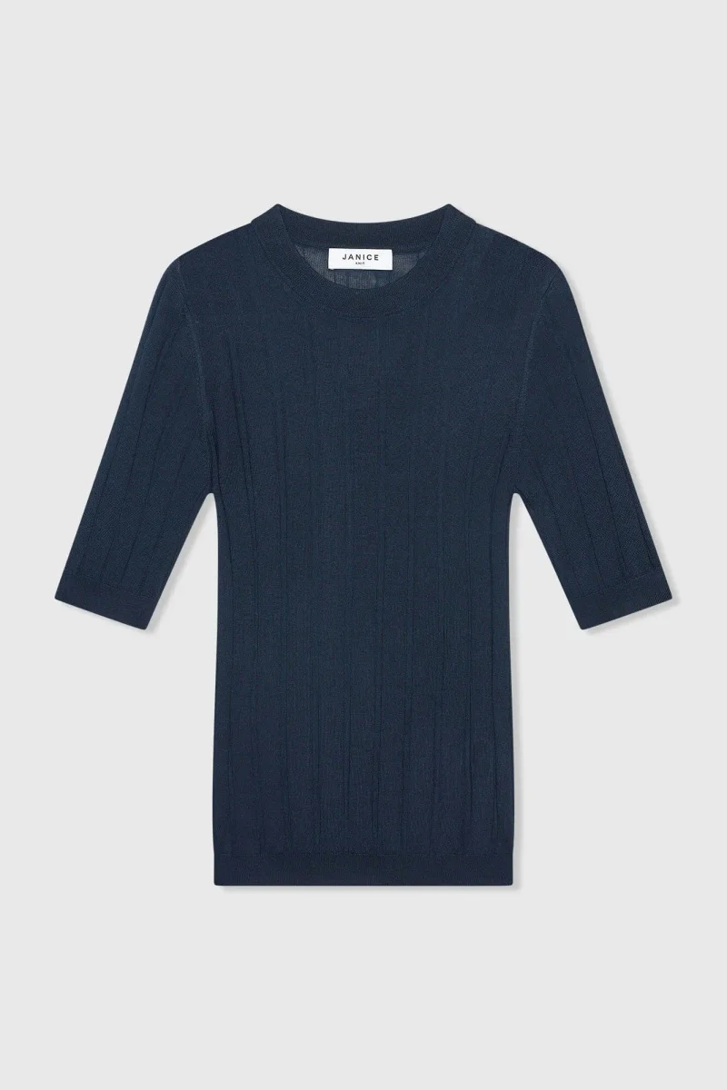 Blauw Truitje Merino Wol Fijn Gebreid Charly Blauw