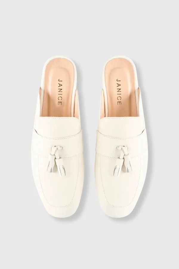 Slipper, Loafer, Damen, Wildleder, Burt Mule, Off-White