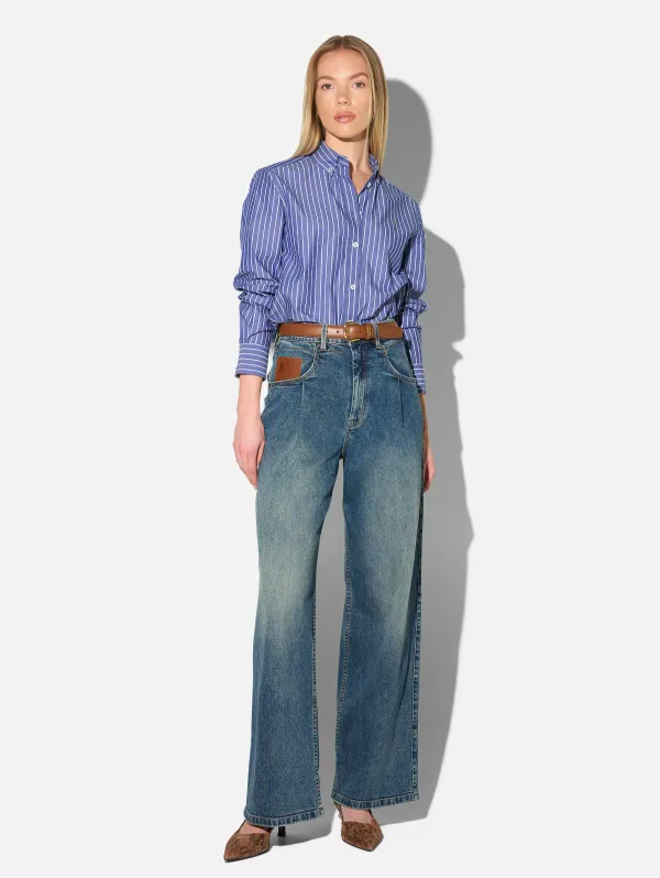 Jeans Dames Barrel Stretch Denim Drew Blauw 357