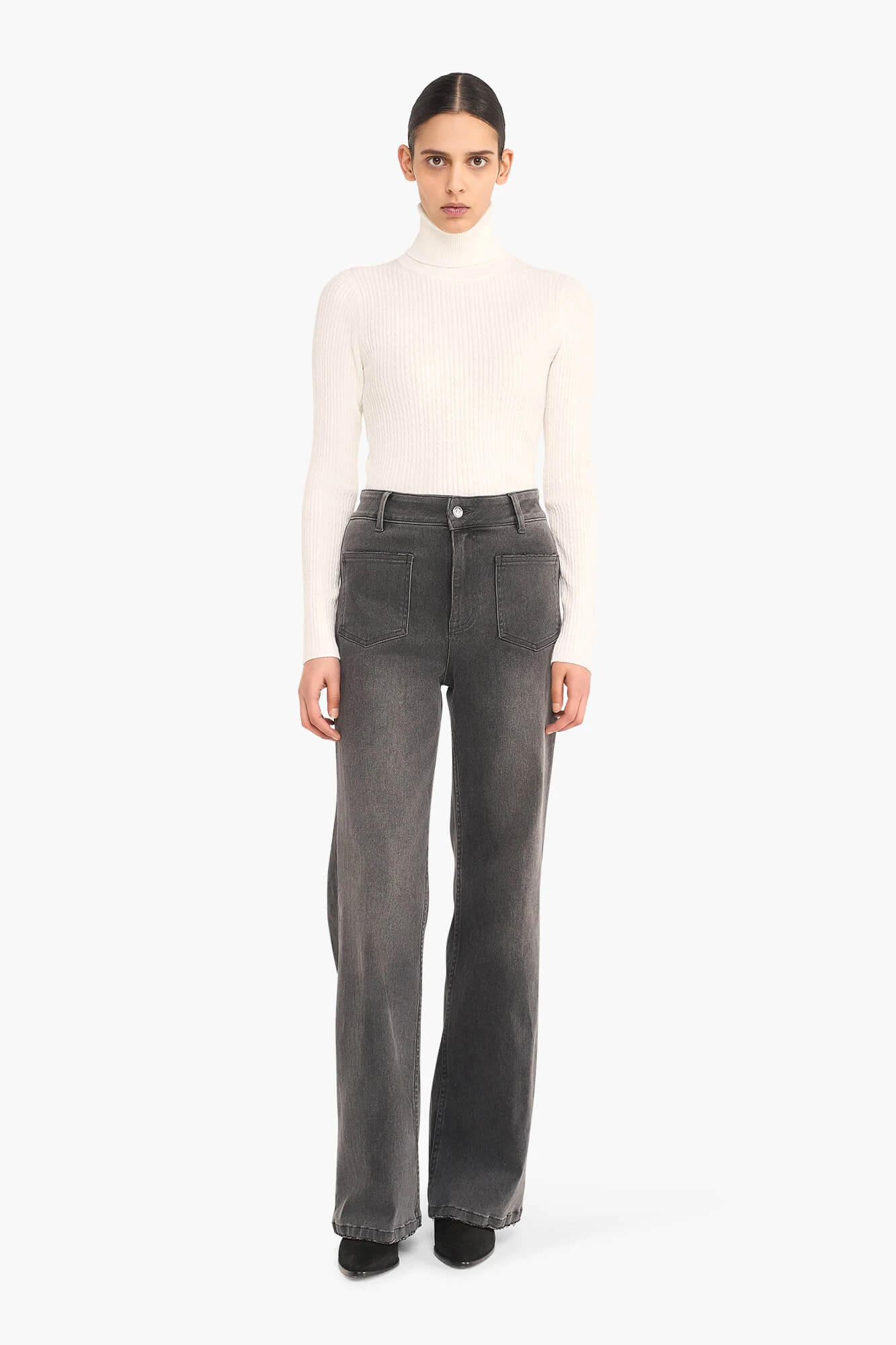 High-Rise Women's Straight-Leg Flared Jeans, Jagger Gray, Size 415