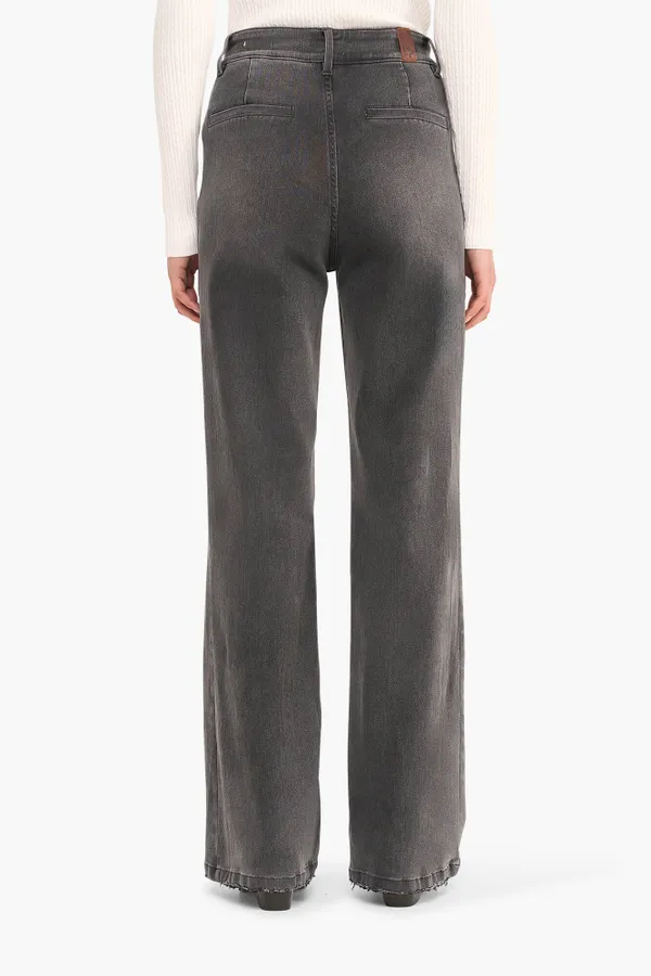 High Rise Dames Jeans Rechte Pijp Flared Jagger Grijs 415