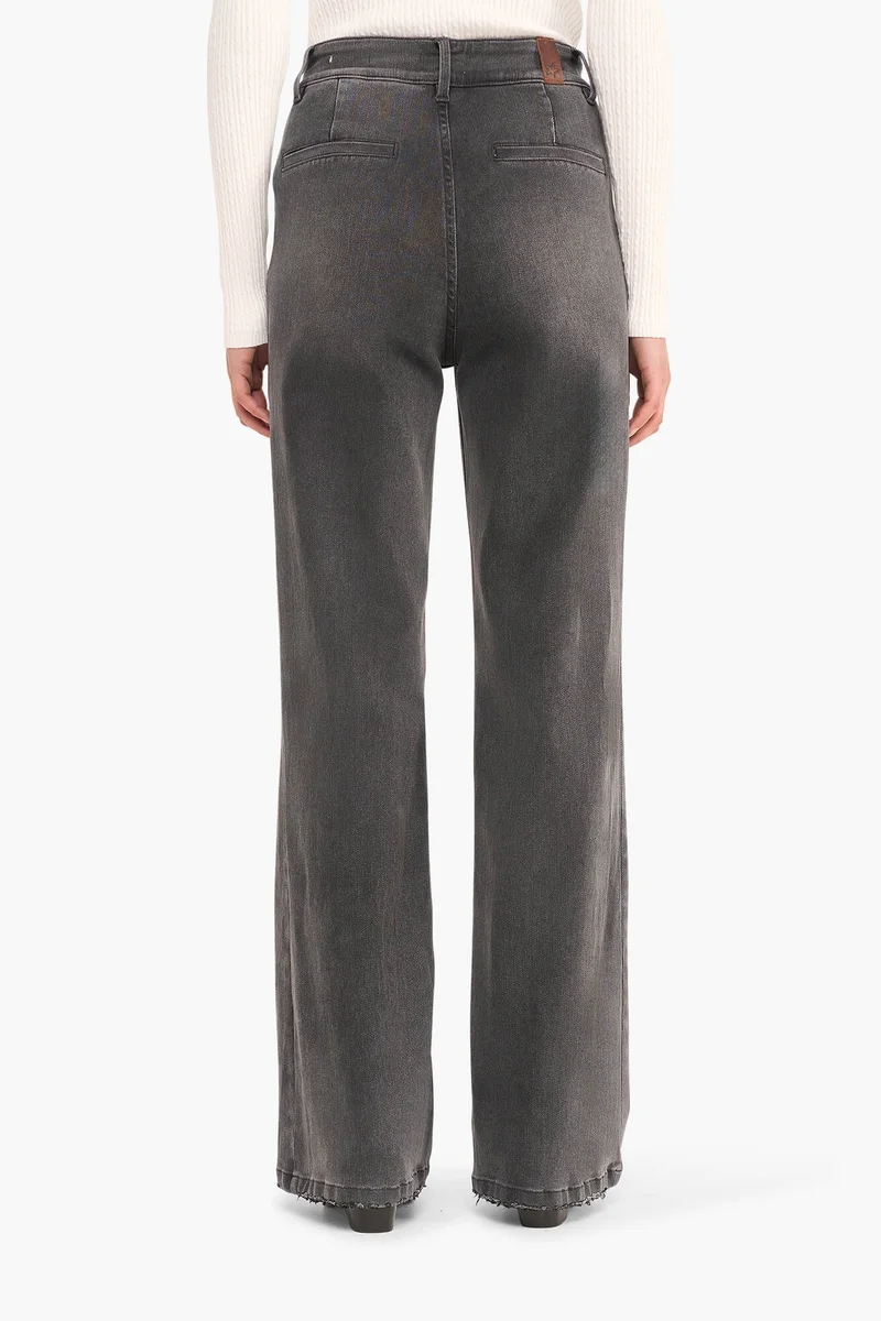 High Rise Dames Jeans Rechte Pijp Flared Jagger Grijs 415