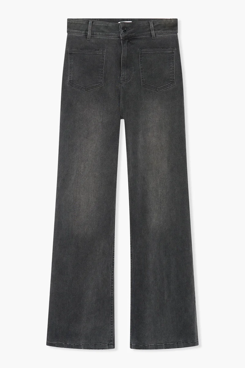 High Rise Dames Jeans Rechte Pijp Flared Jagger Grijs 415