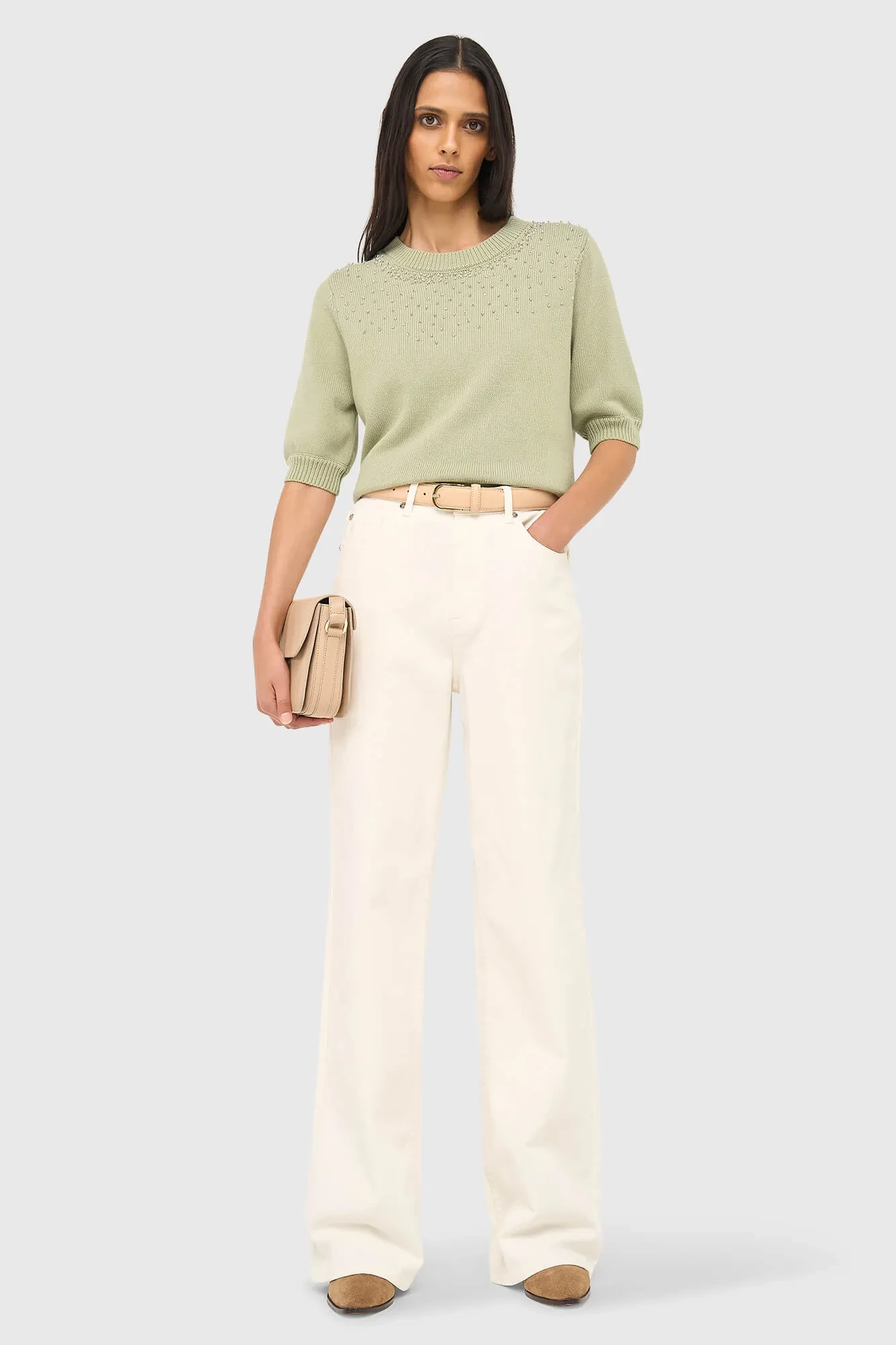 Women's Straight-Leg High-Rise Jeans, Jason Off-White, Size 264