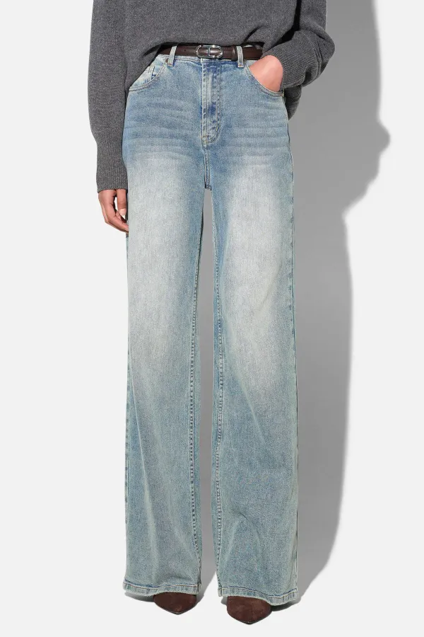 Jeans Dames Rechte Pijp High Rise Stretch Jason Blauw 114