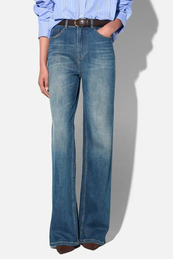 Jeans Dames Rechte Pijp High Rise Stretch Jason Blauw 469