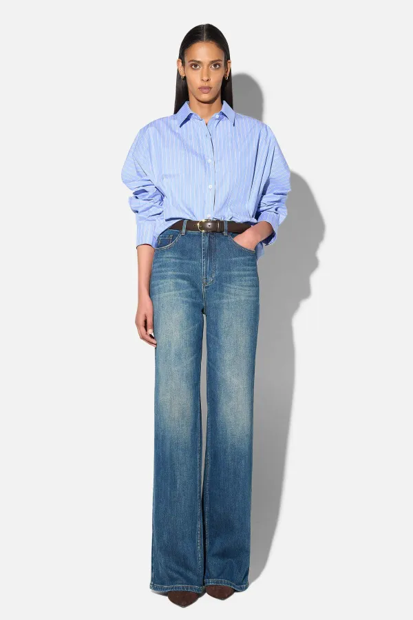 Jeans Dames Rechte Pijp High Rise Stretch Jason Blauw 469