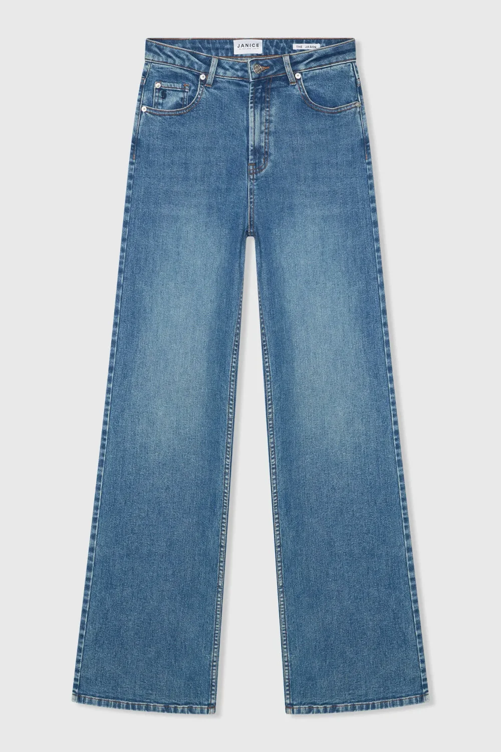 Jeans für Damen, gerader Schnitt, hohe Leibhöhe, Stretch, Jason, Blau 932