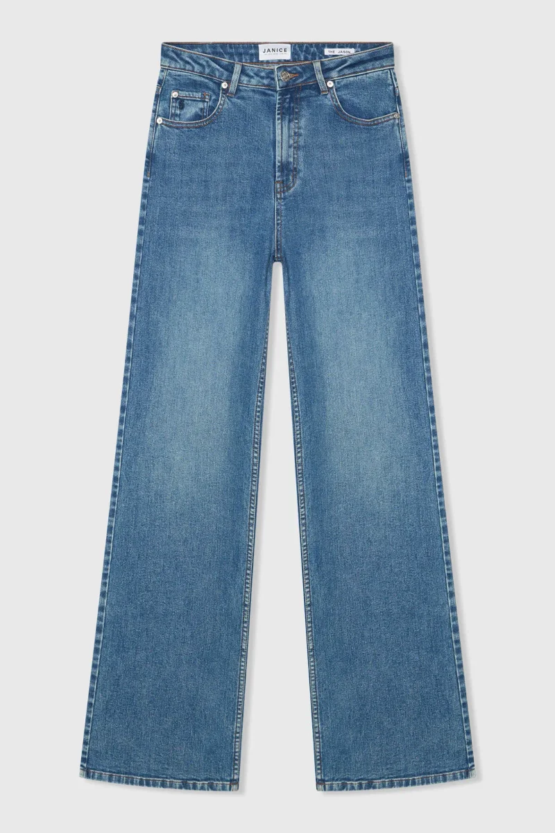 Jeans für Damen, gerader Schnitt, hohe Leibhöhe, Stretch, Jason, Blau 932