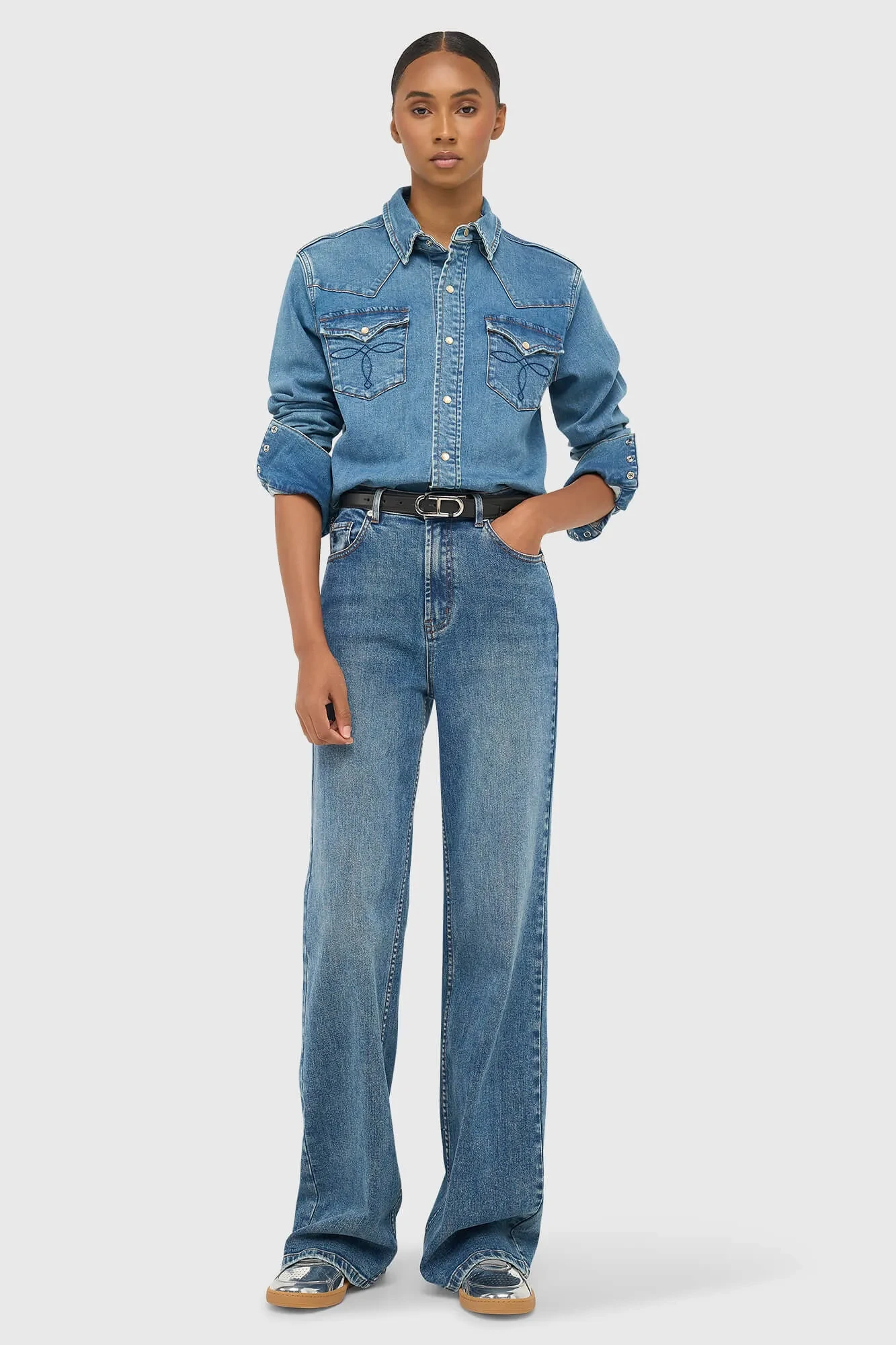 Women's Straight-Leg High-Rise Stretch Jeans, Jason Blue 932