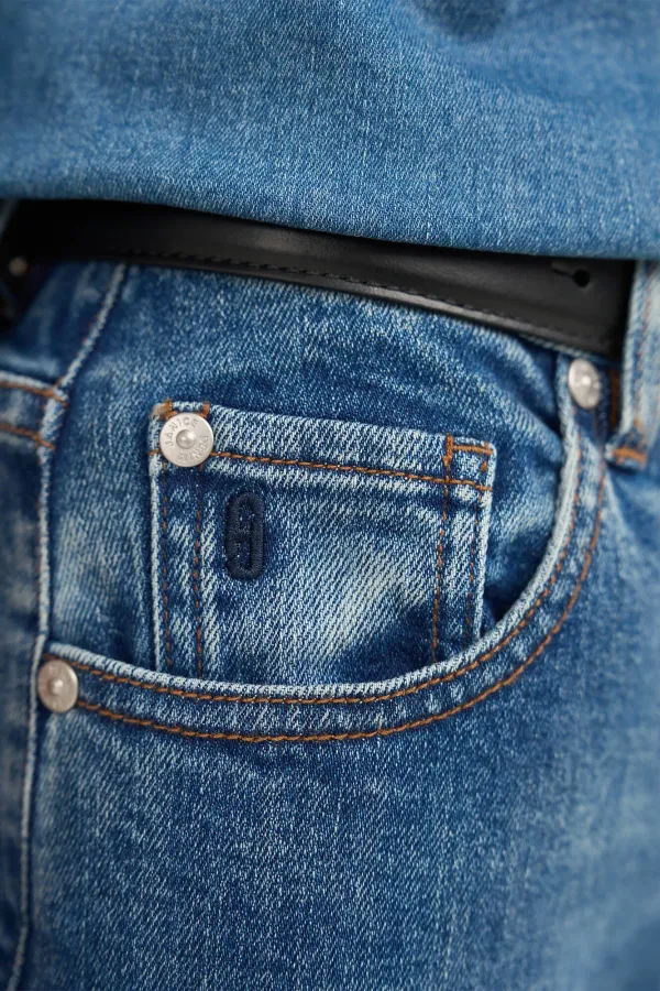 Jeans für Damen, gerader Schnitt, hohe Leibhöhe, Stretch, Jason, Blau 932