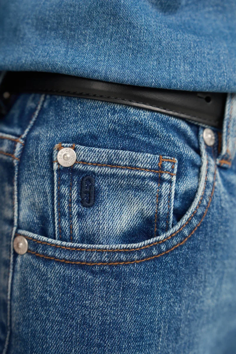 Jeans für Damen, gerader Schnitt, hohe Leibhöhe, Stretch, Jason, Blau 932