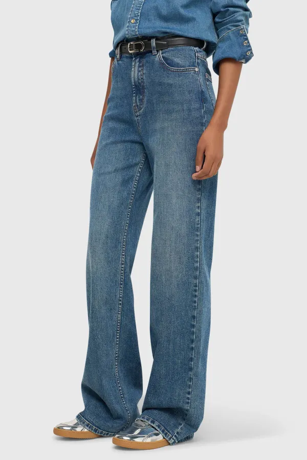 Jeans für Damen, gerader Schnitt, hohe Leibhöhe, Stretch, Jason, Blau 932