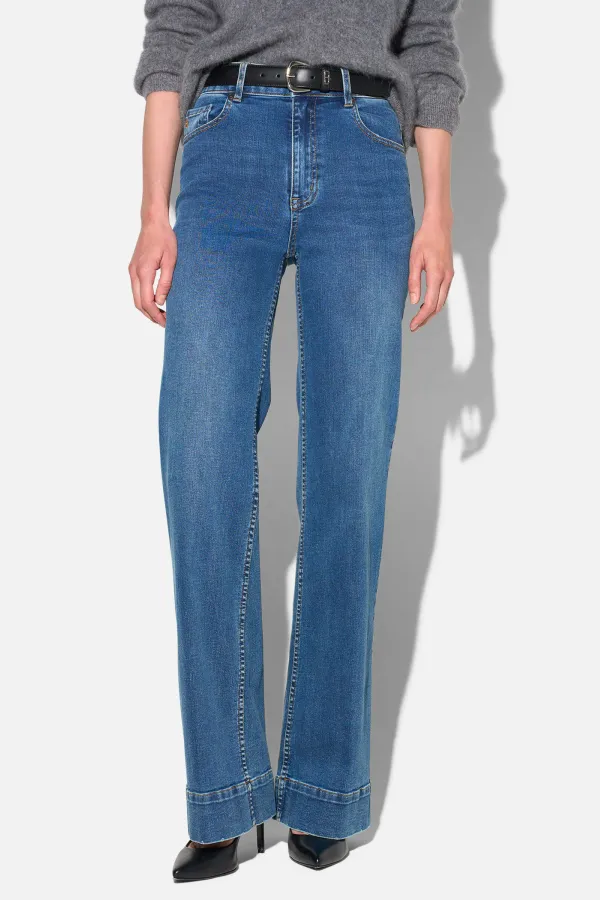 Jeans Dames Stretch 5 Pocket Mid Rise Trey Blauw 258