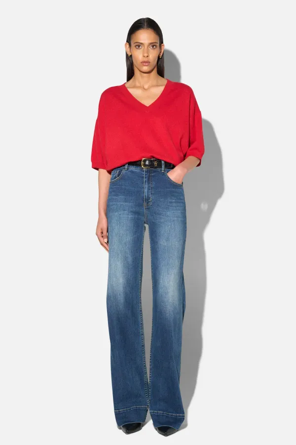 Jeans Dames Stretch 5 Pocket Mid Rise Trey Blauw 469