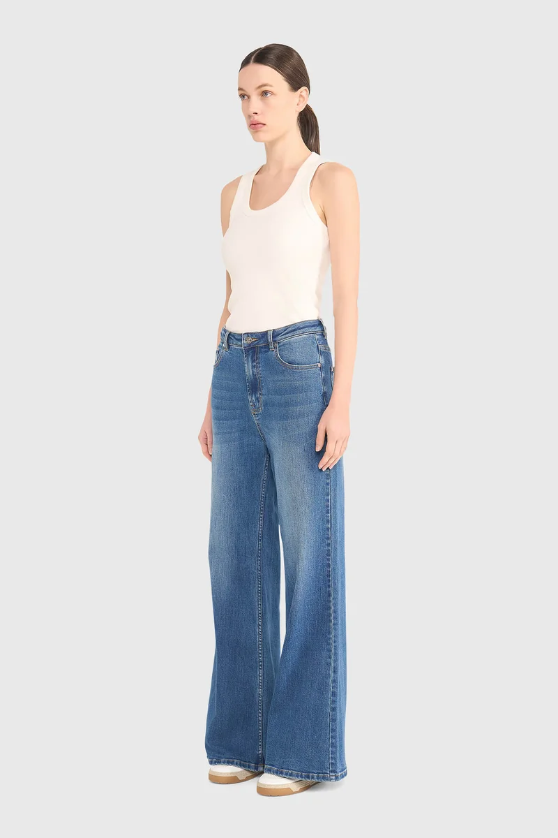 High-Rise Wide-Leg Jeans, Mason Blue 111