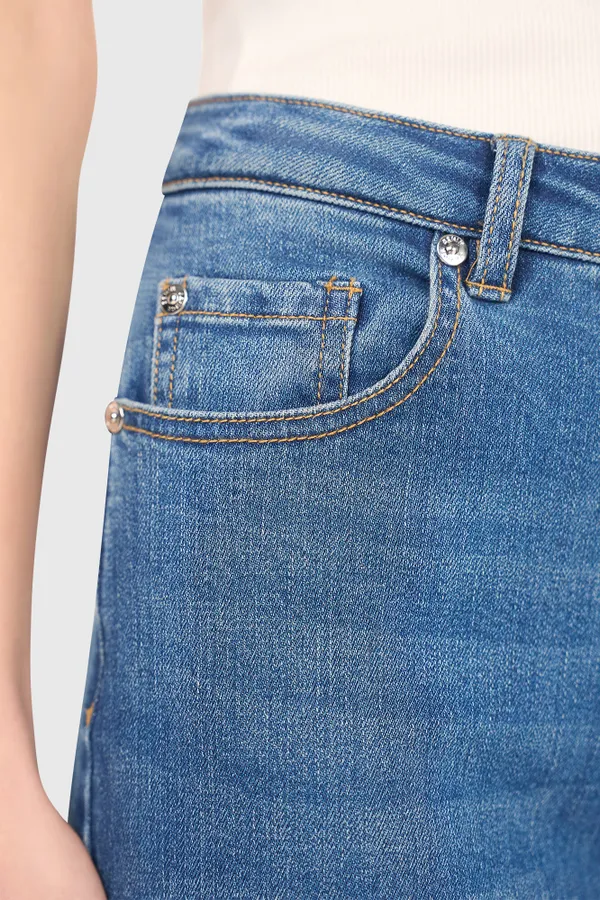 High-Waist-Jeans mit weitem Bein, Mason, Blau 111