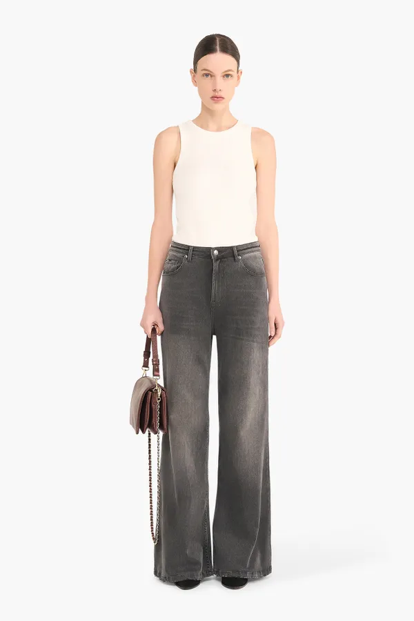 High Rise Wijde Leg Jeans Mason Grijs 415