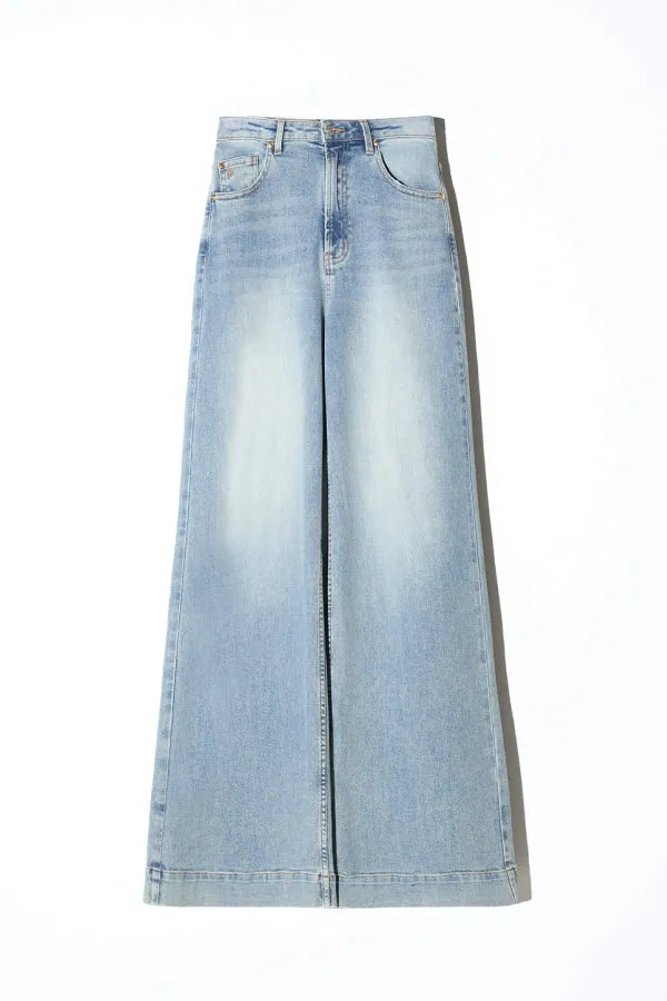 Jeans Dames Wide Leg High Rise Stretch Mason Blauw 114
