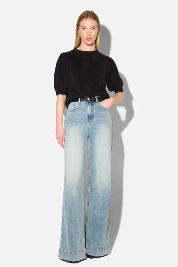 Jeans Dames Wide Leg High Rise Stretch Mason Blauw 114