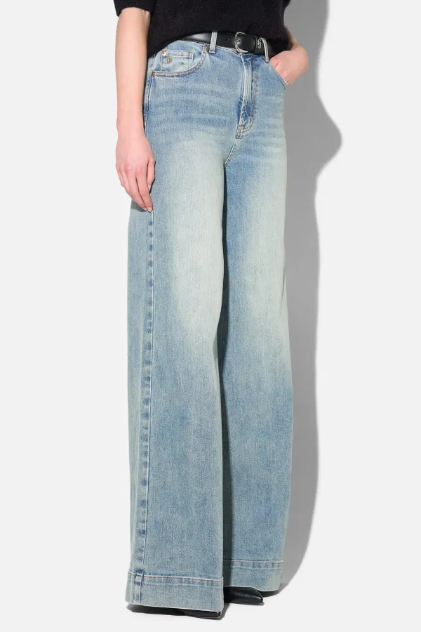 Jeans Dames Wide Leg High Rise Stretch Mason Blauw 114