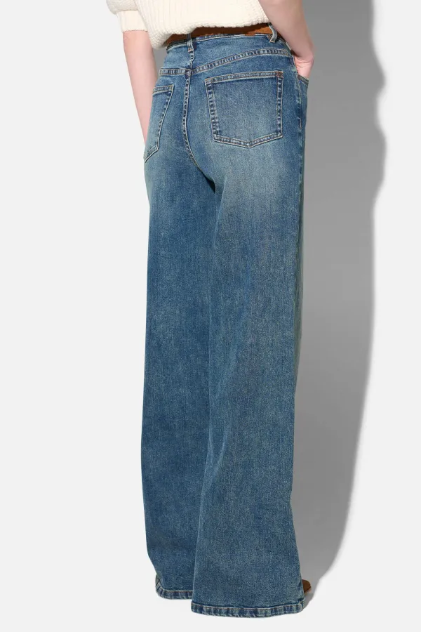 Jeans Dames Wide Leg High Rise Stretch Mason Blauw 357