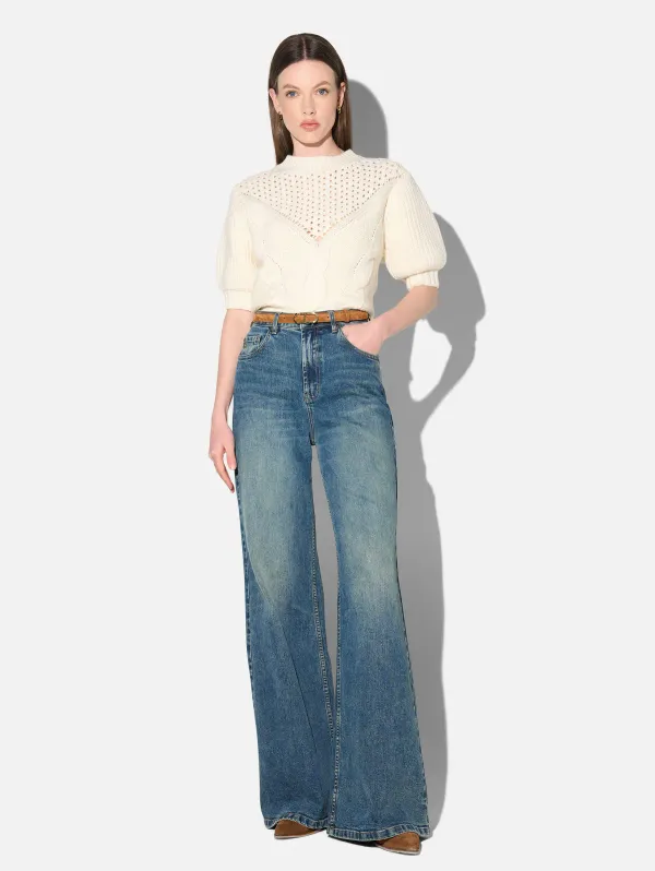 Jeans Dames Wide Leg High Rise Stretch Mason Blauw 357