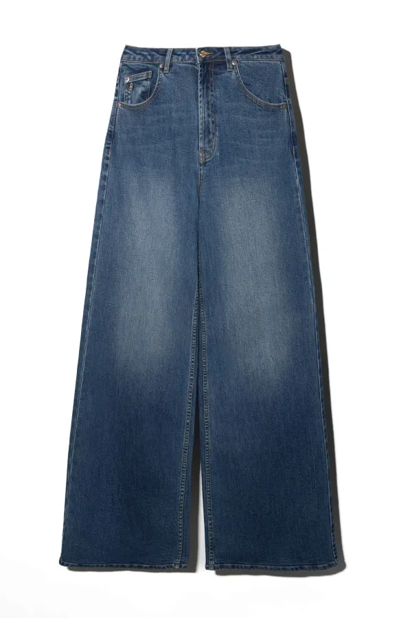 Jeans Dames Wide Leg High Rise Stretch Mason Blauw 469