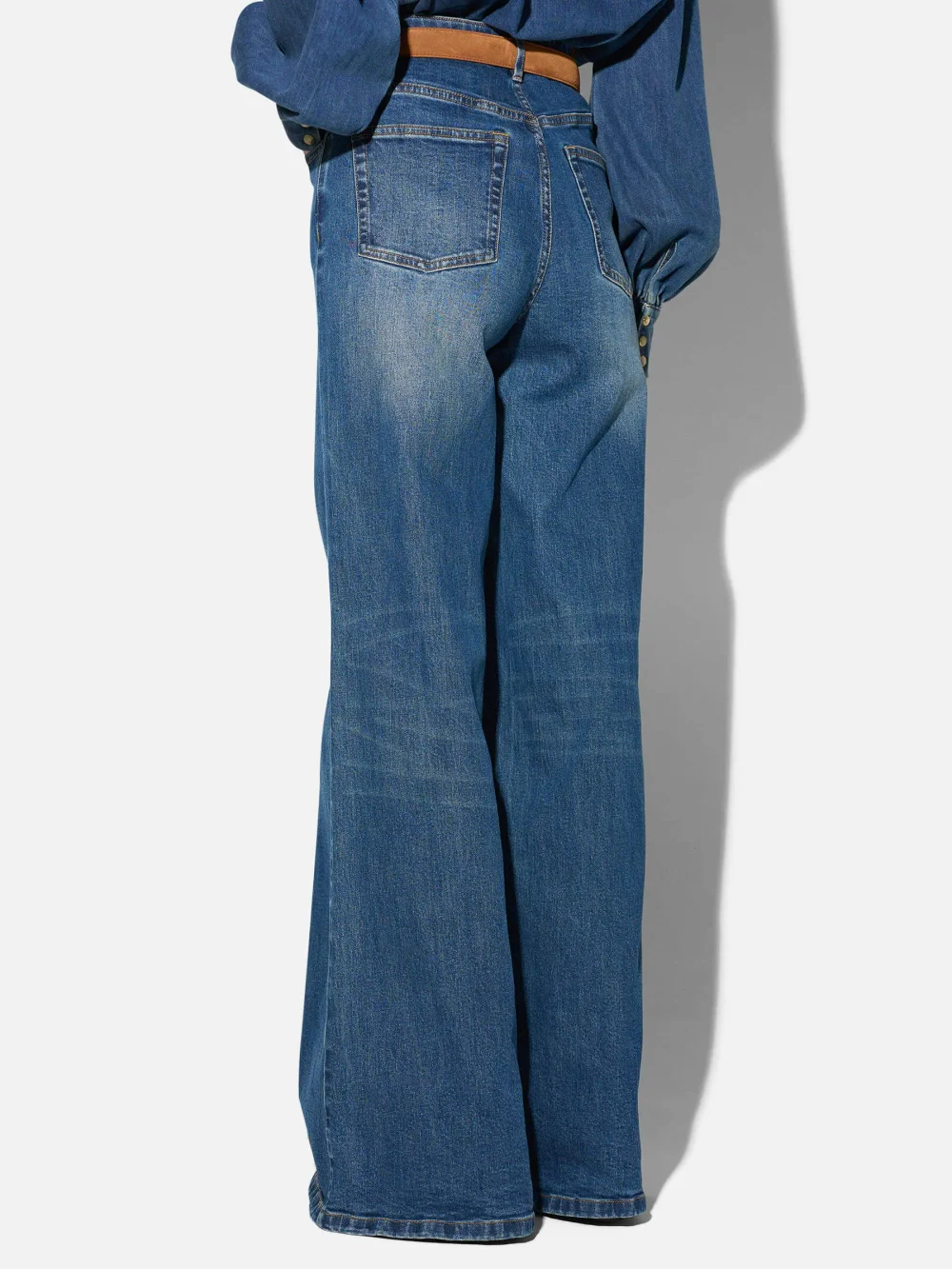 Jeans Dames Wide Leg High Rise Stretch Mason Blauw 469