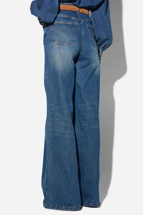 Jeans Dames Wide Leg High Rise Stretch Mason Blauw 469