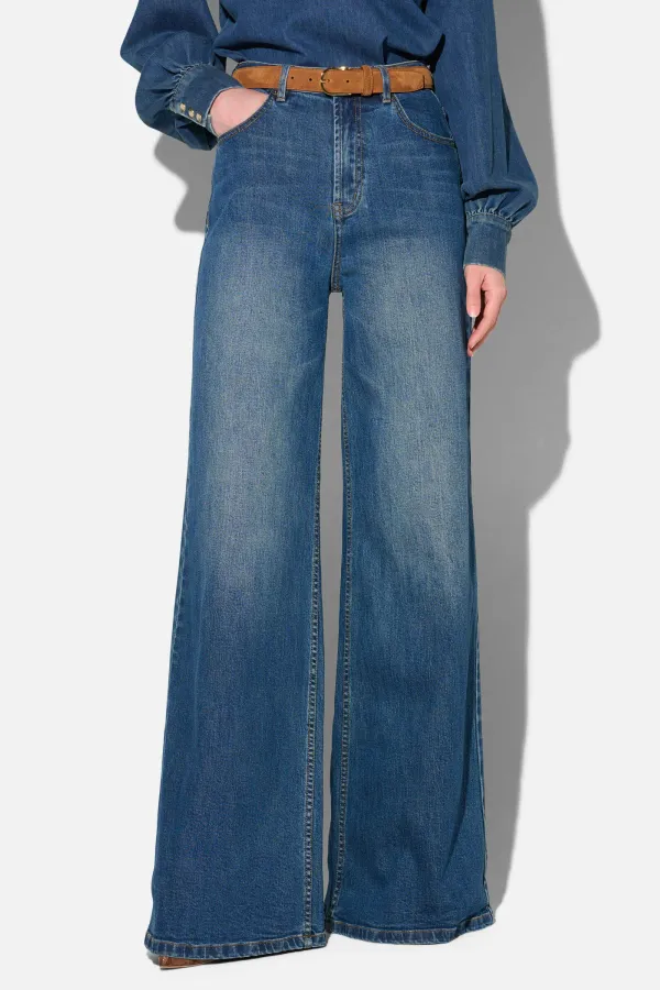 Jeans Dames Wide Leg High Rise Stretch Mason Blauw 469