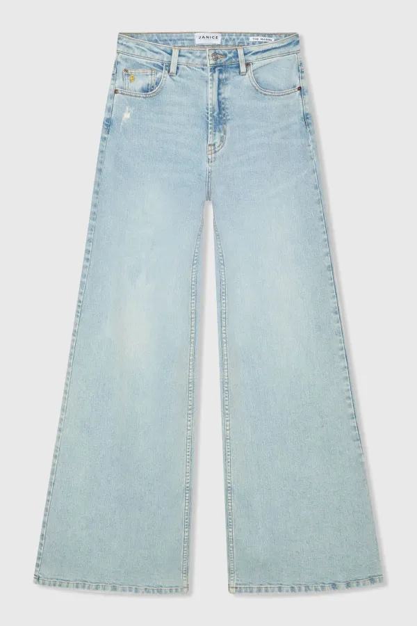 Jeans Dames Wide Leg High Rise Stretch Mason Blauw 565