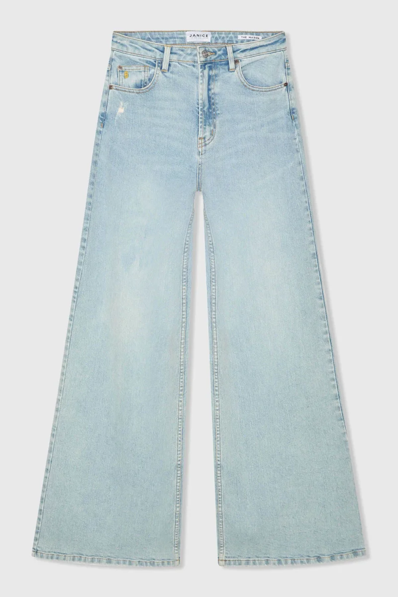 Jeans Dames Wide Leg High Rise Stretch Mason Blauw 565