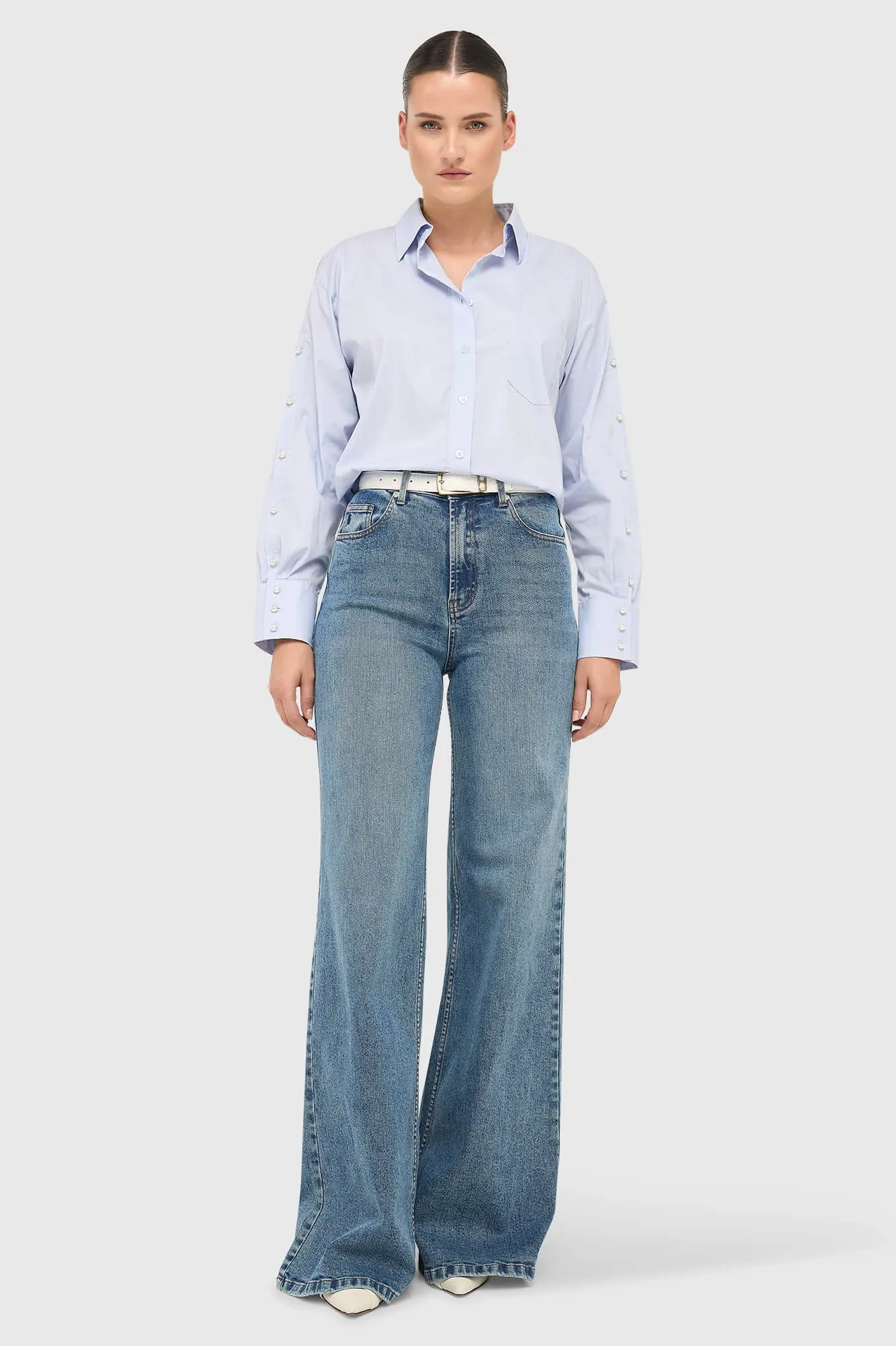 Jeans für Damen, weit geschnitten, hohe Leibhöhe, Stretch, Mason, Blau 932