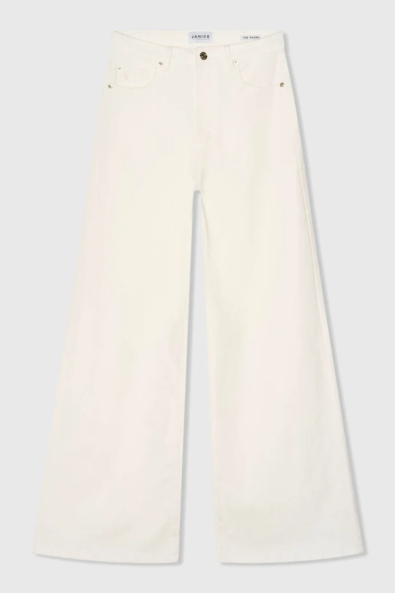 Jeans für Damen, weit geschnitten, hohe Leibhöhe, Stretch, Mason, Off-White, 264