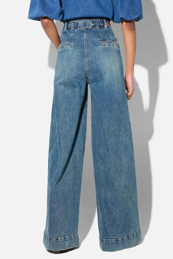 jeans dames wijde pijp high rise stretch dexter blauw 258