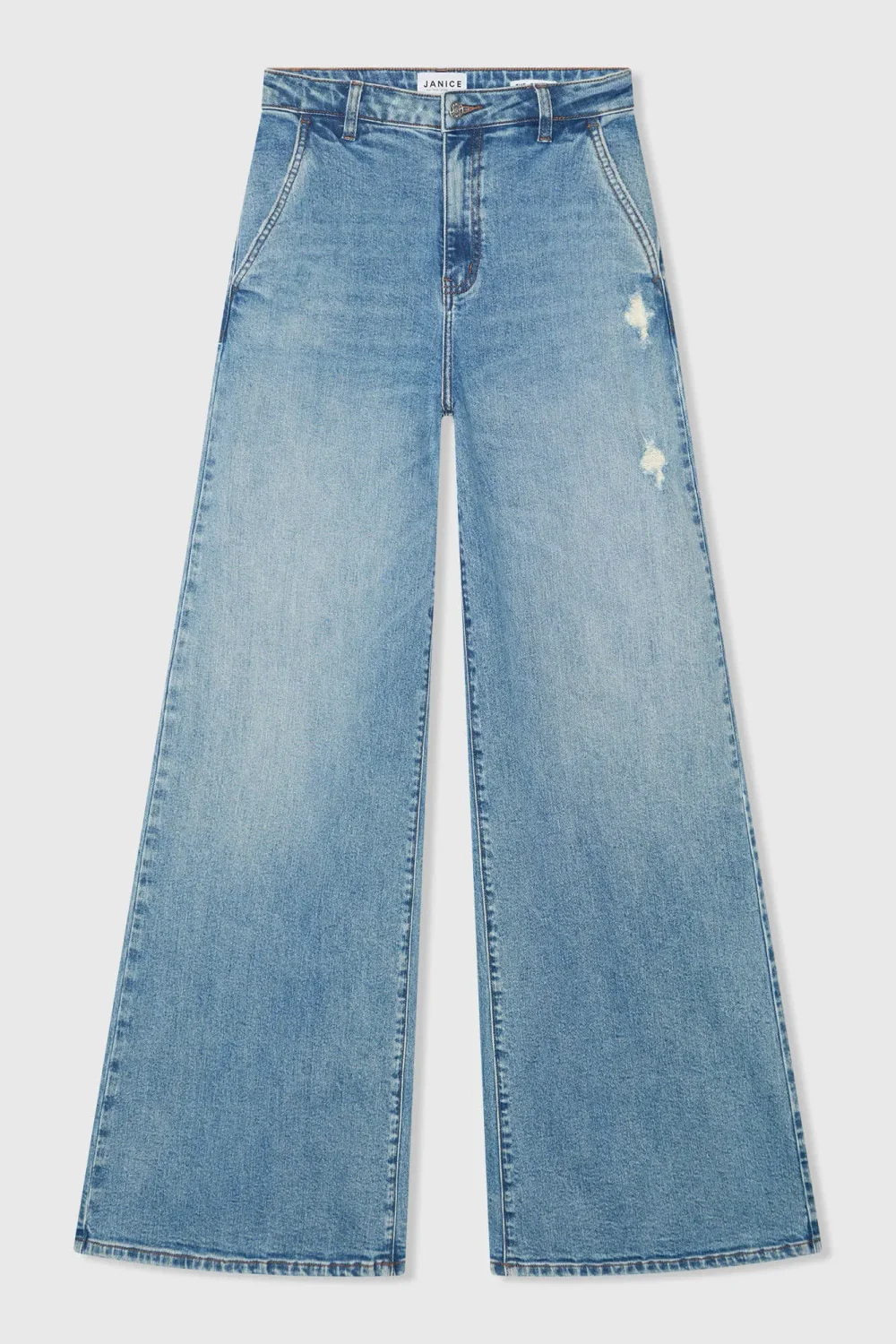 Jeans für Damen, weit geschnitten, hohe Leibhöhe, Stretch, Dexter, blau, 379