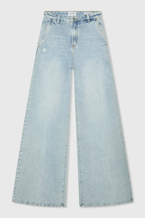 Jeans Dames Wijde Pijp High Rise Stretch Dexter Blauw 565