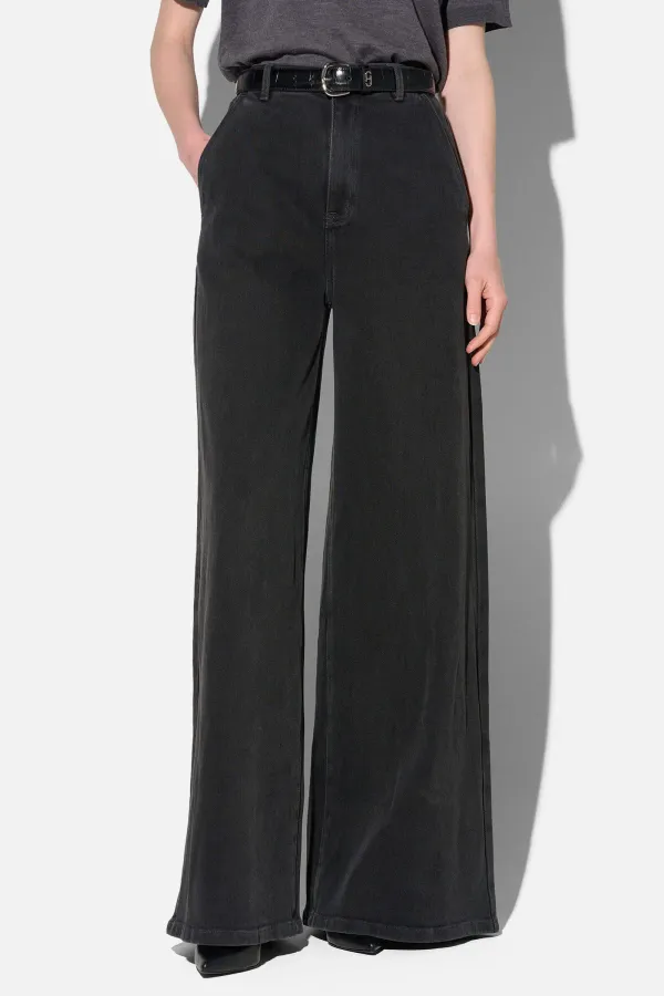 Jeans Dames Wijde Pijp High Rise Stretch Dexter Zwart 813