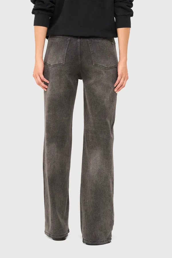 Damenjeans mit weitem Bein, Modell „Jason“, grau, Größe 415