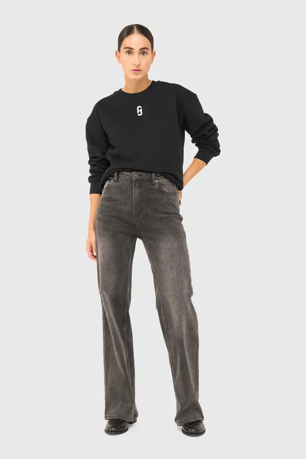 Damenjeans mit weitem Bein, Modell „Jason“, grau, Größe 415