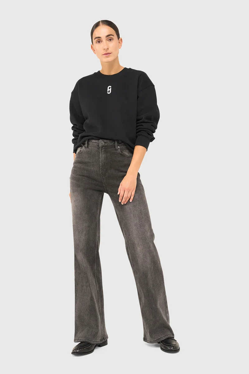 Damenjeans mit weitem Bein, Modell „Jason“, grau, Größe 415